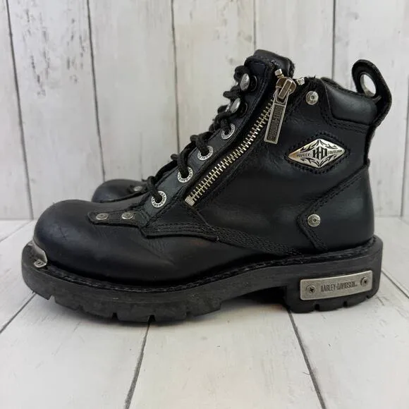 Harley-Davidson Black Havoc 5&quot; Pull Zip Motorcycle Boots D81639 Women's Size 6