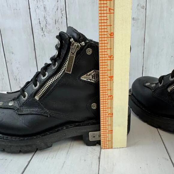 Harley-Davidson Black Havoc 5&quot; Pull Zip Motorcycle Boots D81639 Women's Size 6