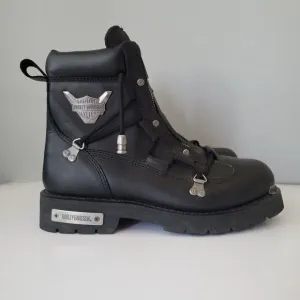 Harley Davidson Black Leather Brake Light Double Zip Motorcycle Boots Mens 10M