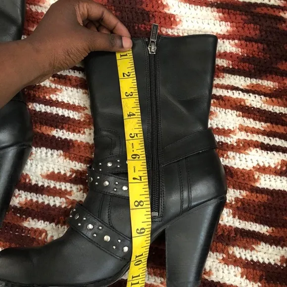 Harley Davidson Black Leather Gothic Biker Motorcycle Grunge Subversive Boots