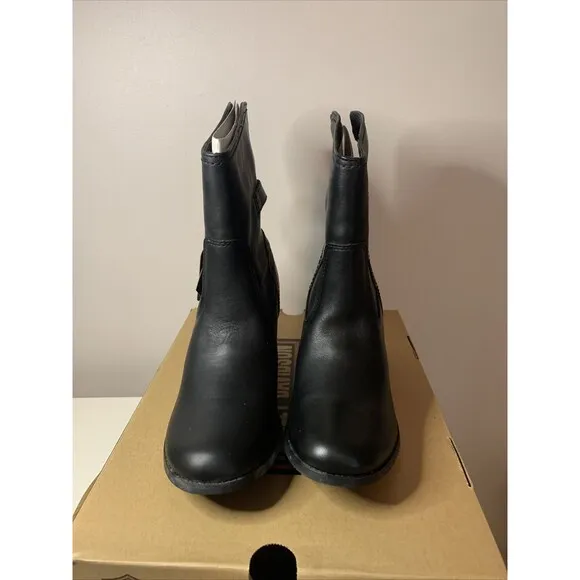 HARLEY DAVIDSON Black Leather Heeled Motorcycle Boots Women's Size 8.5 81461