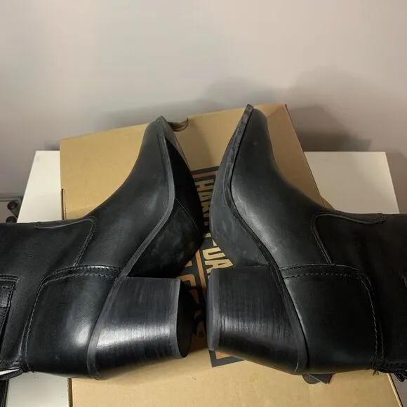 HARLEY DAVIDSON Black Leather Heeled Motorcycle Boots Women's Size 8.5 81461