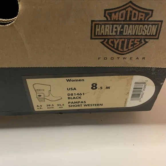HARLEY DAVIDSON Black Leather Heeled Motorcycle Boots Women's Size 8.5 81461