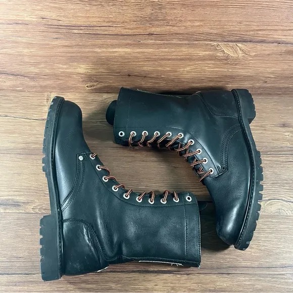 Harley Davidson Black Leather Lace Up Motorcycle Boots Men’s Size 12 Shoes