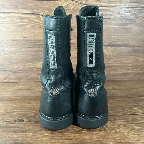 Harley Davidson Black Leather Lace Up Motorcycle Boots Men’s Size 12 Shoes