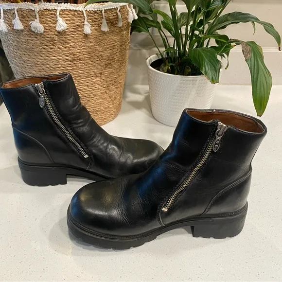 Harley Davidson Black Leather Motorcycle Boots Side Zipper Women’s 6.5 84222
