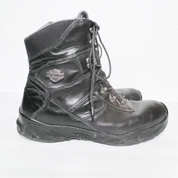Harley Davidson Black Leather Motorcycle Moto Boots Size 10 Men’s