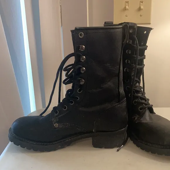 Harley Davidson Black Leather Official Licensed Product Motorcycle Boots Sz 7.5