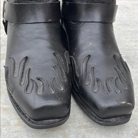 Harley-Davidson Black Motorcycle Boots Square Toe Zipper