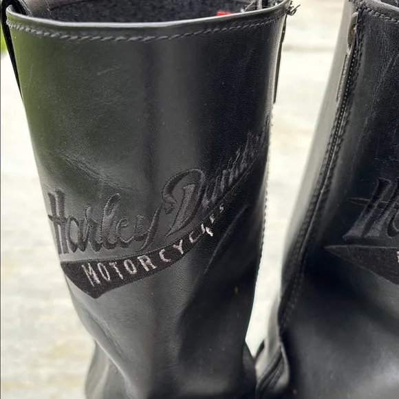 Harley-Davidson Black Motorcycle Boots Square Toe Zipper