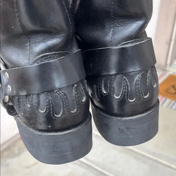Harley-Davidson Black Motorcycle Boots Square Toe Zipper