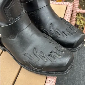 Harley-Davidson Black Motorcycle Boots Square Toe Zipper