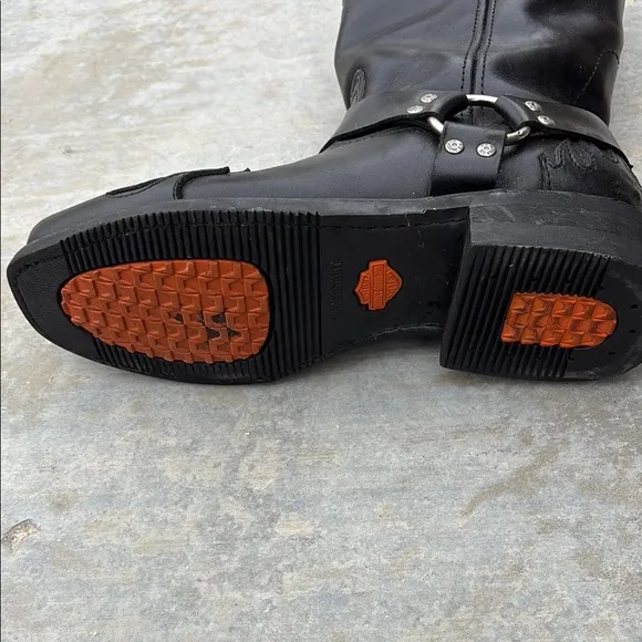 Harley-Davidson Black Motorcycle Boots Square Toe Zipper