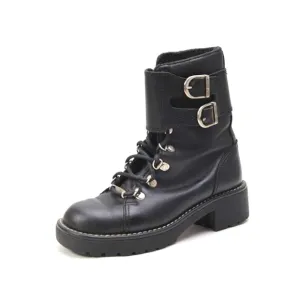 Harley Davidson Boots Biker Buckle Black Moto Motorcycle Leather Chunky Women's