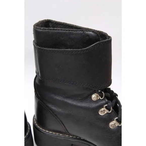 Harley Davidson Boots Biker Buckle Black Moto Motorcycle Leather Chunky Women's