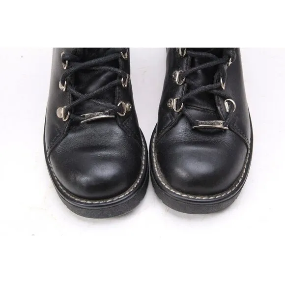 Harley Davidson Boots Biker Buckle Black Moto Motorcycle Leather Chunky Women's