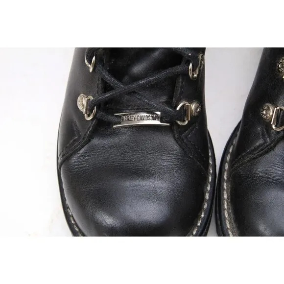 Harley Davidson Boots Biker Buckle Black Moto Motorcycle Leather Chunky Women's