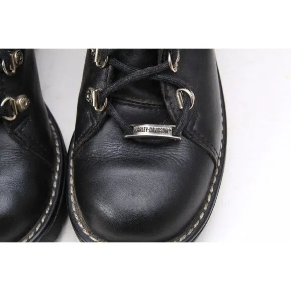 Harley Davidson Boots Biker Buckle Black Moto Motorcycle Leather Chunky Women's