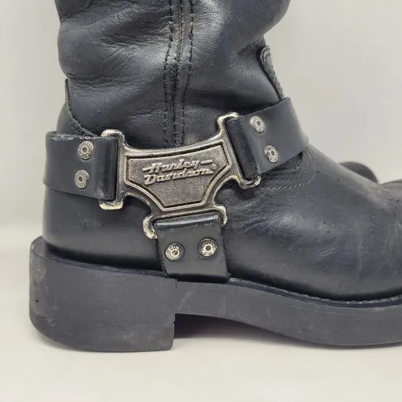 Harley-Davidson Boots Mens 8.5 Black Leather Mega Harness Motorcycle Biker 91345