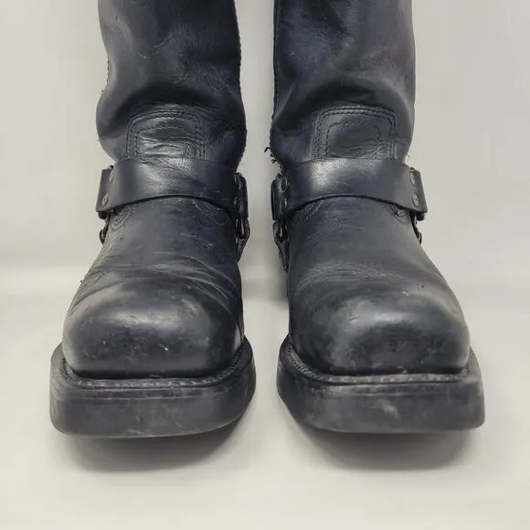 Harley-Davidson Boots Mens 8.5 Black Leather Mega Harness Motorcycle Biker 91345