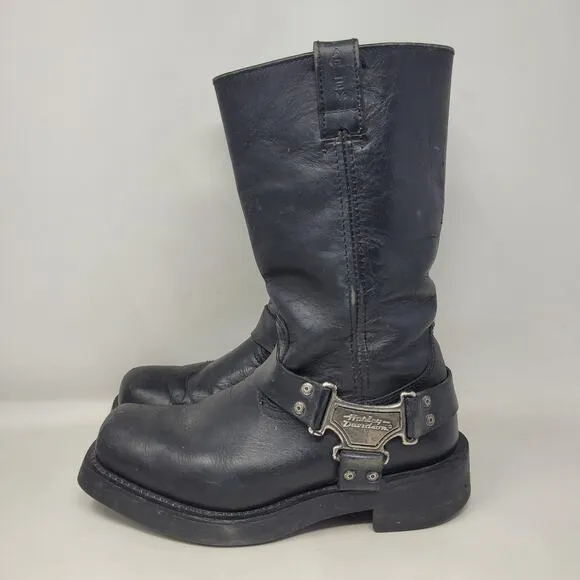 Harley-Davidson Boots Mens 8.5 Black Leather Mega Harness Motorcycle Biker 91345