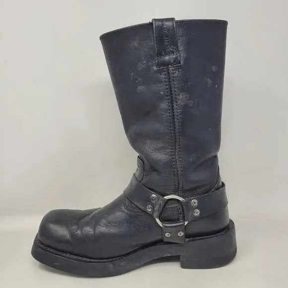Harley-Davidson Boots Mens 8.5 Black Leather Mega Harness Motorcycle Biker 91345