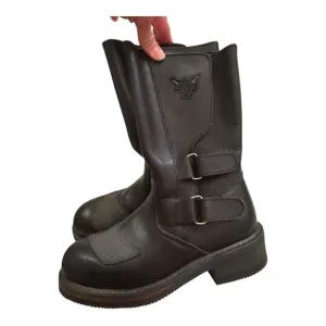 Harley Davidson Boots Women 5.5 Black Biker Motorcycle Leather Embossed