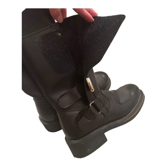 Harley Davidson Boots Women 5.5 Black Biker Motorcycle Leather Embossed