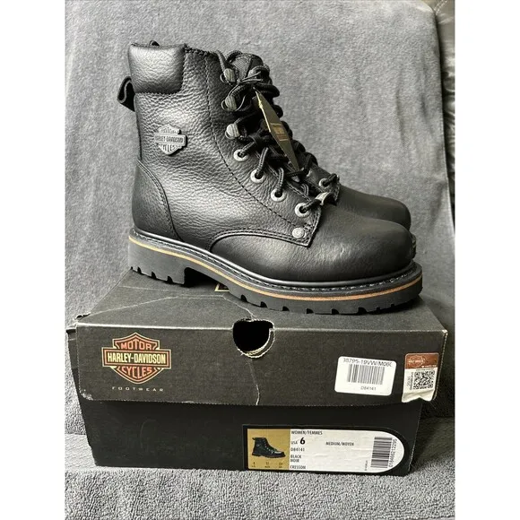 Harley Davidson Boots Women’s Size 6 Black Leather Riding Motorcycle NWT