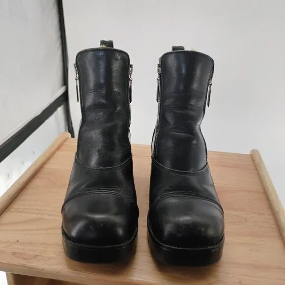 Harley-Davidson Boots Womens Size 9 starter switch Black Leather Double-Zip