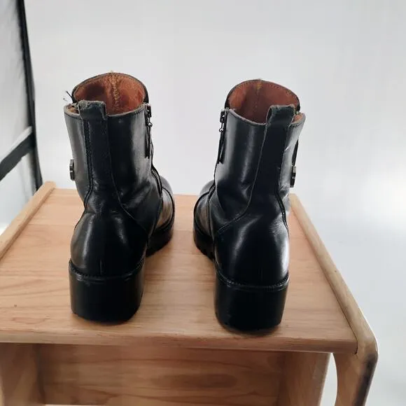 Harley-Davidson Boots Womens Size 9 starter switch Black Leather Double-Zip