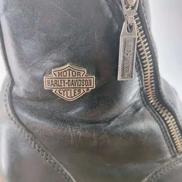 Harley-Davidson Boots Womens Size 9 starter switch Black Leather Double-Zip