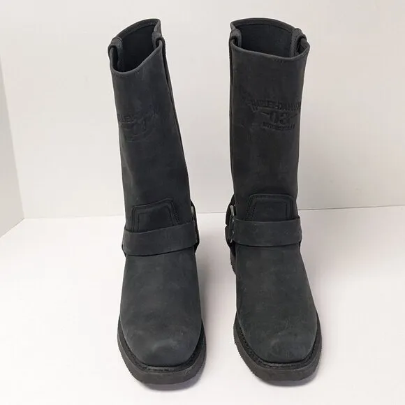 Harley-Davidson Bowden Harness Motorcycle Boots, Black Leather, Men's 8