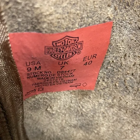 Harley-Davidson Bowden Leather Motorcycle Harness Boots Brown Size 9