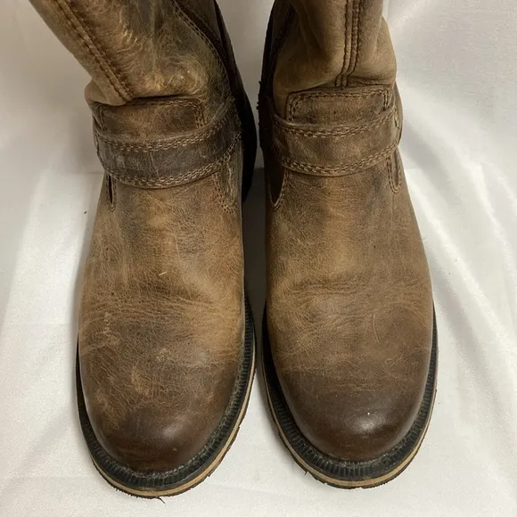 Harley-Davidson Bowden Leather Motorcycle Harness Boots Brown Size 9