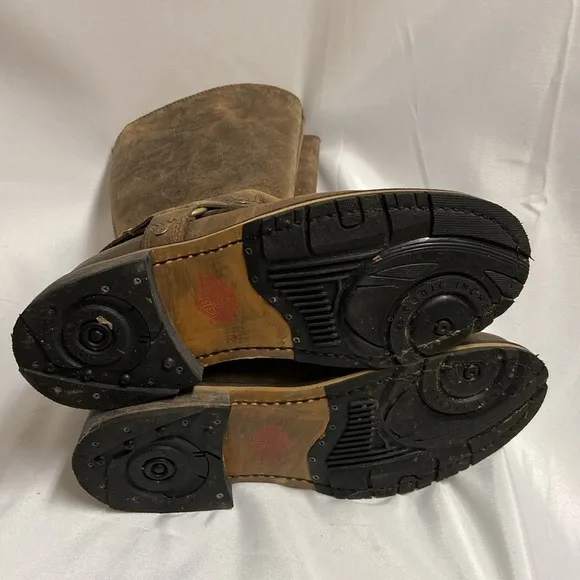 Harley-Davidson Bowden Leather Motorcycle Harness Boots Brown Size 9
