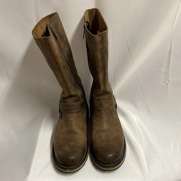 Harley-Davidson Bowden Leather Motorcycle Harness Boots Brown Size 9