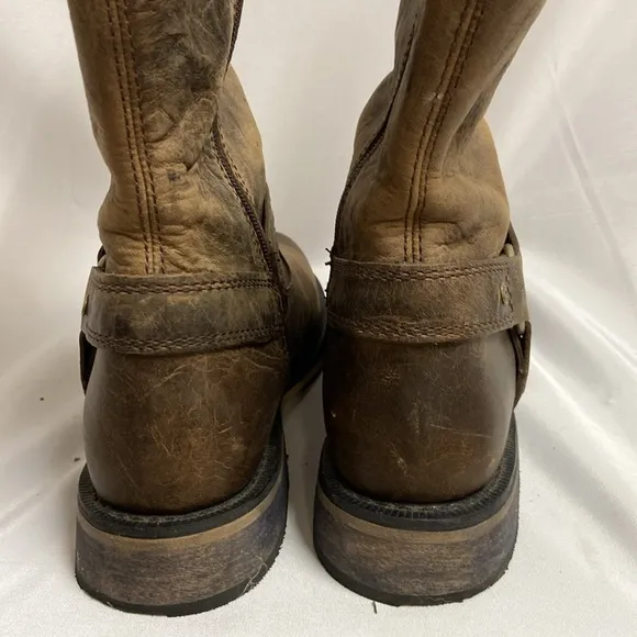 Harley-Davidson Bowden Leather Motorcycle Harness Boots Brown Size 9