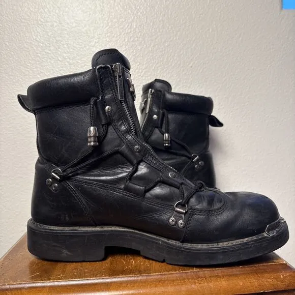 Harley-Davidson Brake Light Black Leather Motorcycle Riding Boots Mens 11 D91680
