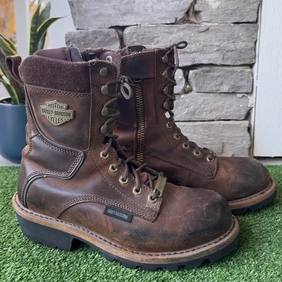 Harley-Davidson Brown Logger Style Motorcycle Riding Men’s Boots