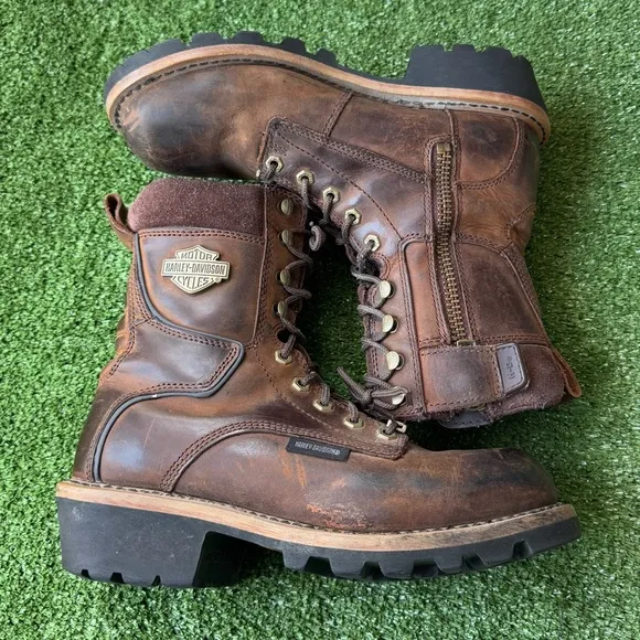 Harley-Davidson Brown Logger Style Motorcycle Riding Men’s Boots