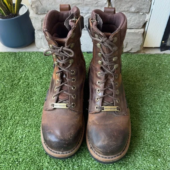 Harley-Davidson Brown Logger Style Motorcycle Riding Men’s Boots