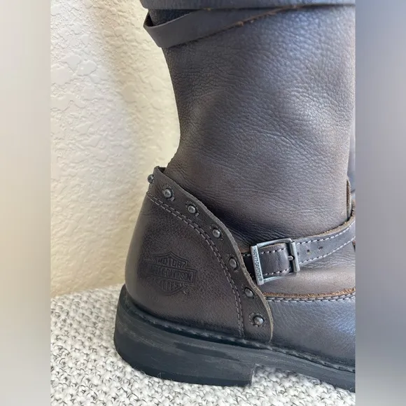 Harley Davidson Cyndie 15-Inch Brown Slate Motorcycle Boots Women's 10M EUC