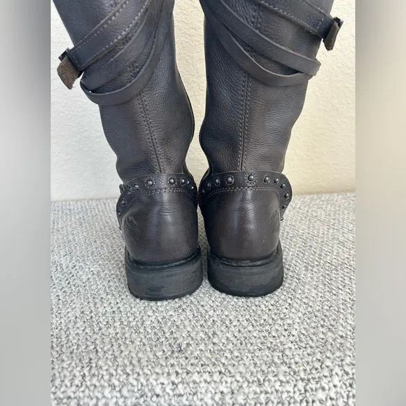 Harley Davidson Cyndie 15-Inch Brown Slate Motorcycle Boots Women's 10M EUC