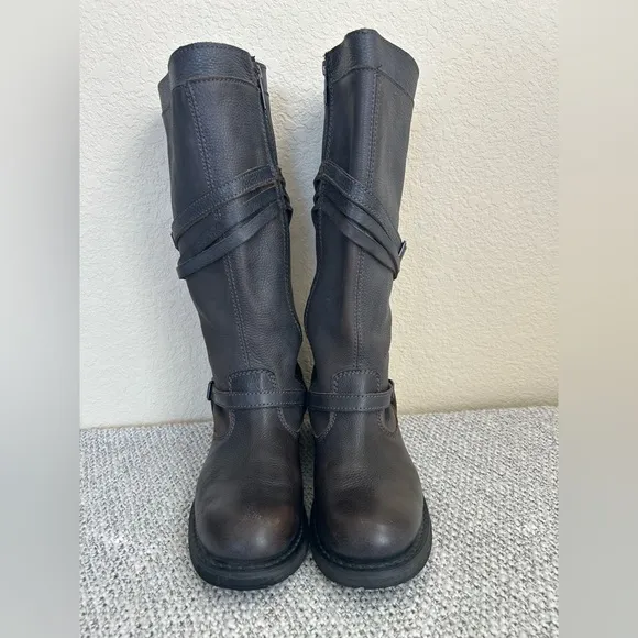 Harley Davidson Cyndie 15-Inch Brown Slate Motorcycle Boots Women's 10M EUC