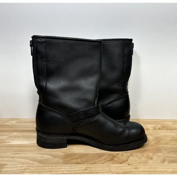 Harley Davidson Engineer Motorcycle Zip Up Black Leather Boots Made In USA Sz 12