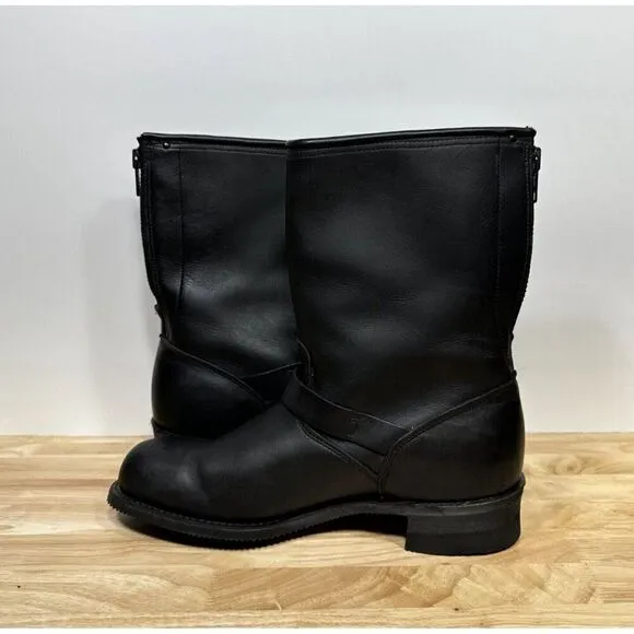 Harley Davidson Engineer Motorcycle Zip Up Black Leather Boots Made In USA Sz 12