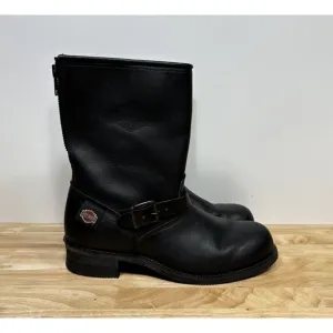 Harley Davidson Engineer Motorcycle Zip Up Black Leather Boots Made In USA Sz 12