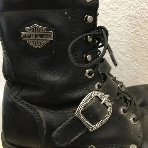 Harley Davidson Faded Glory Black Leather Motorcycle Boots 7.5