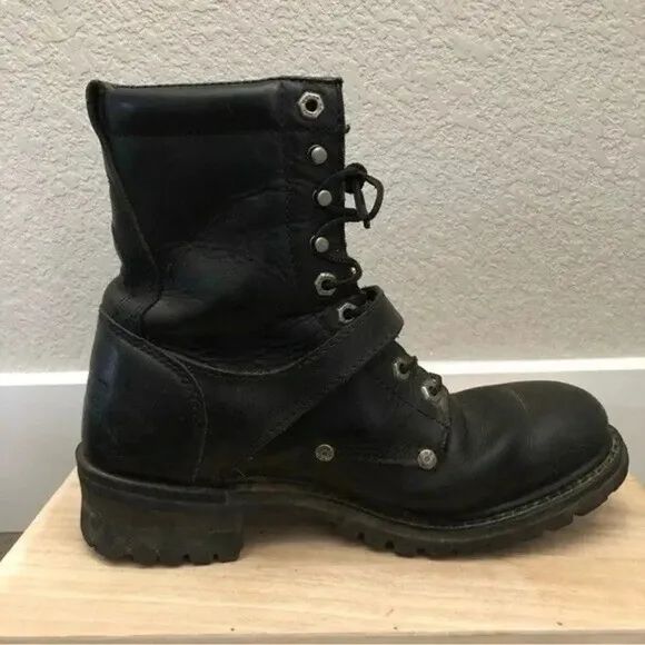 Harley Davidson Faded Glory Black Leather Motorcycle Boots 7.5